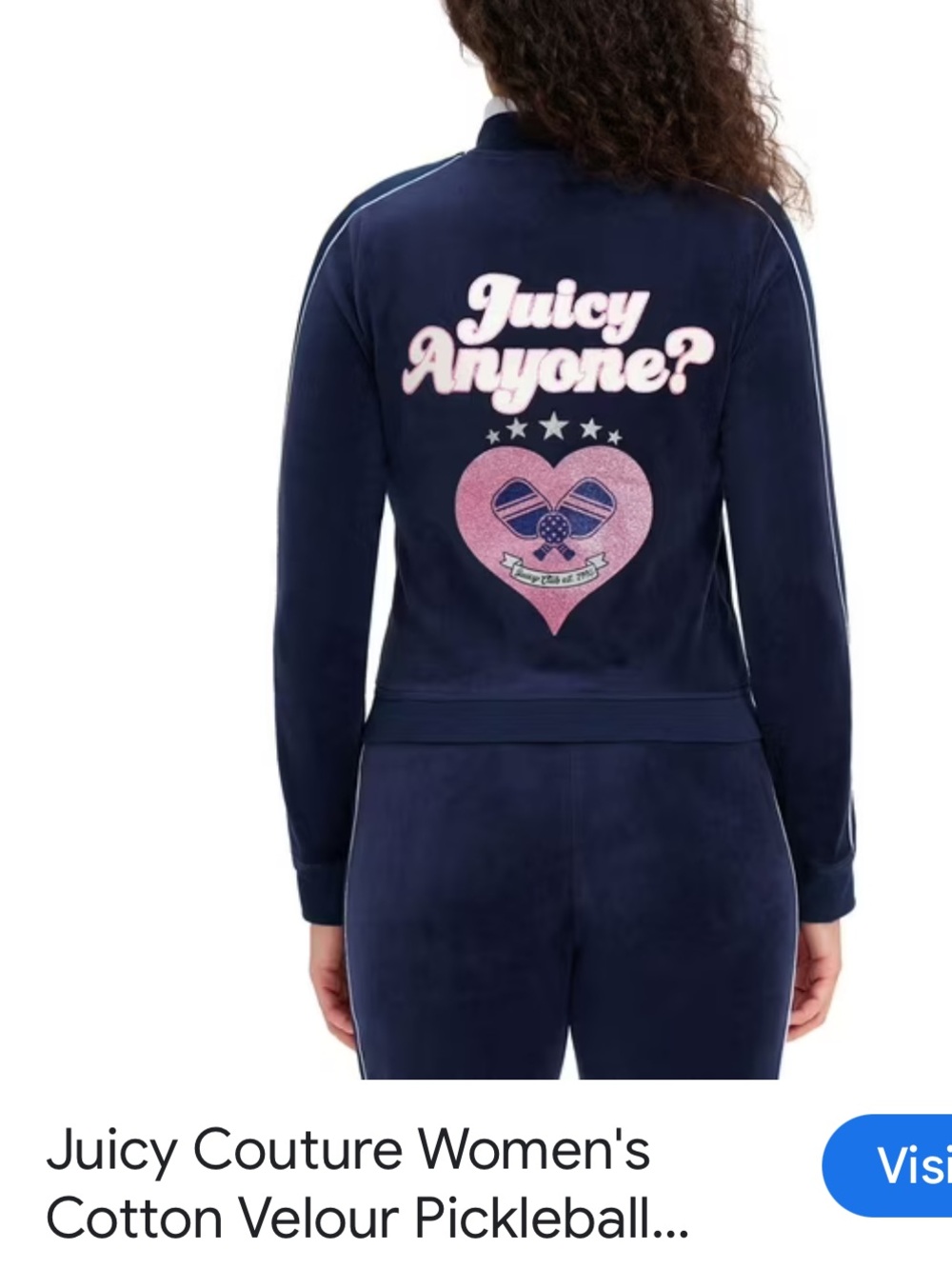 Juicy Couture Navy Velour Zip-Up Hoodie